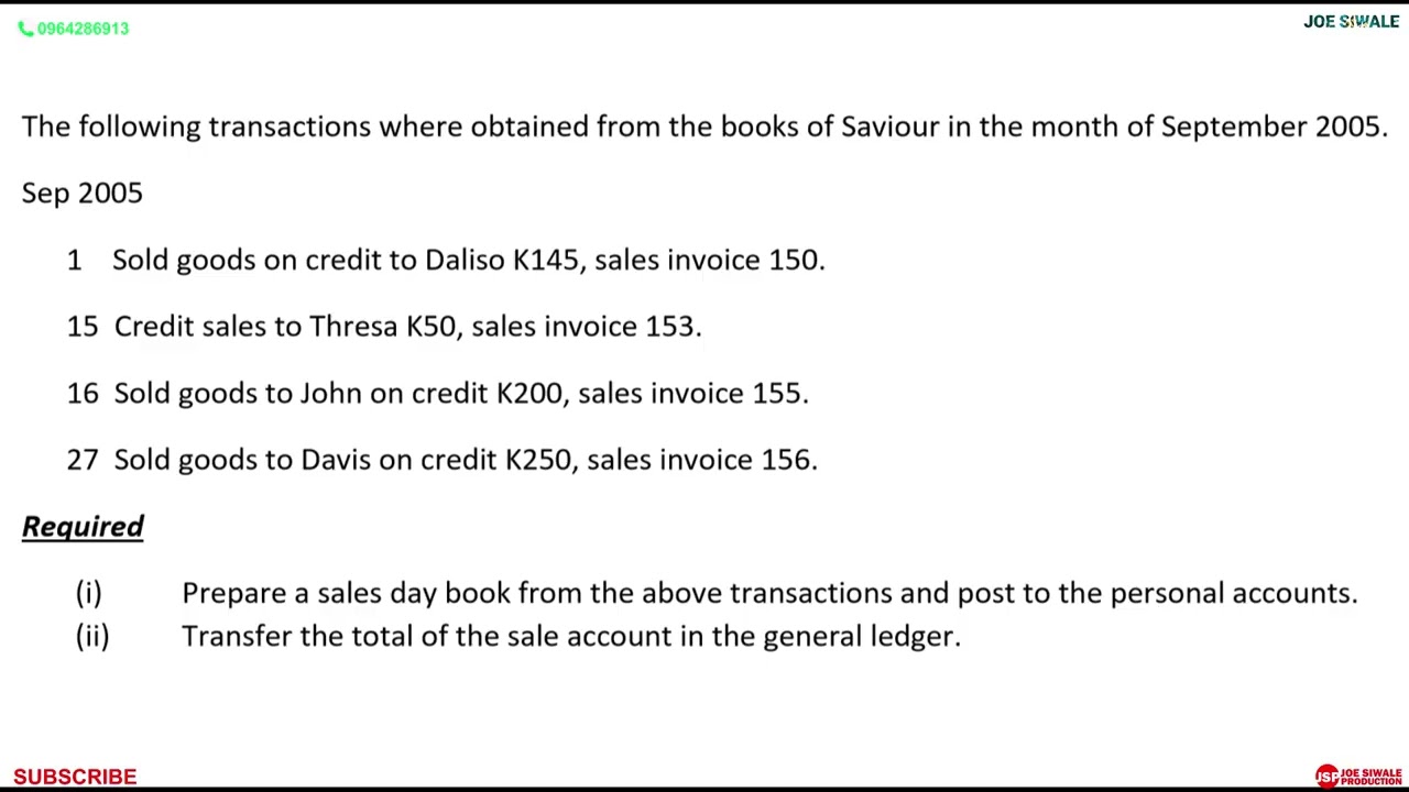 The Sales day book, Sales Ledger and General Ledger