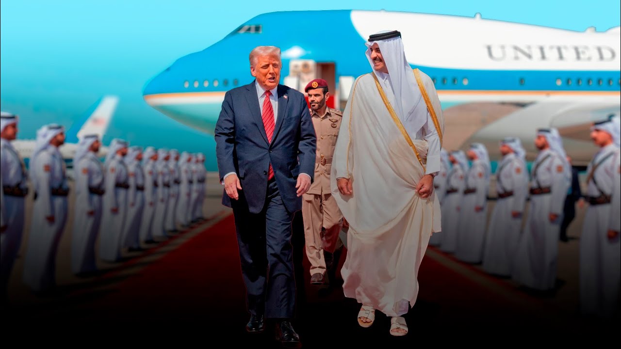 US President Trump Arrives in Doha Qatar on Air Force One