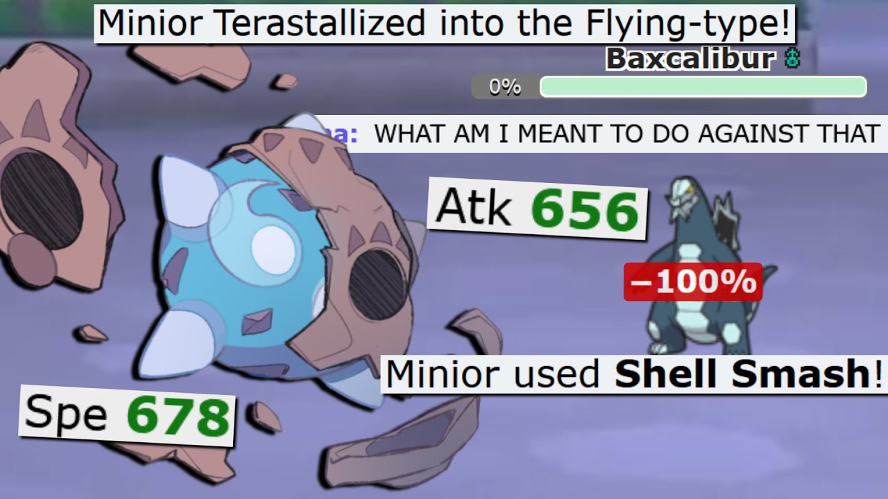 TERA FLYING SHELL SMASH MINIOR IS AMAZING IN POKEMON SCARLET AND VIOLET!