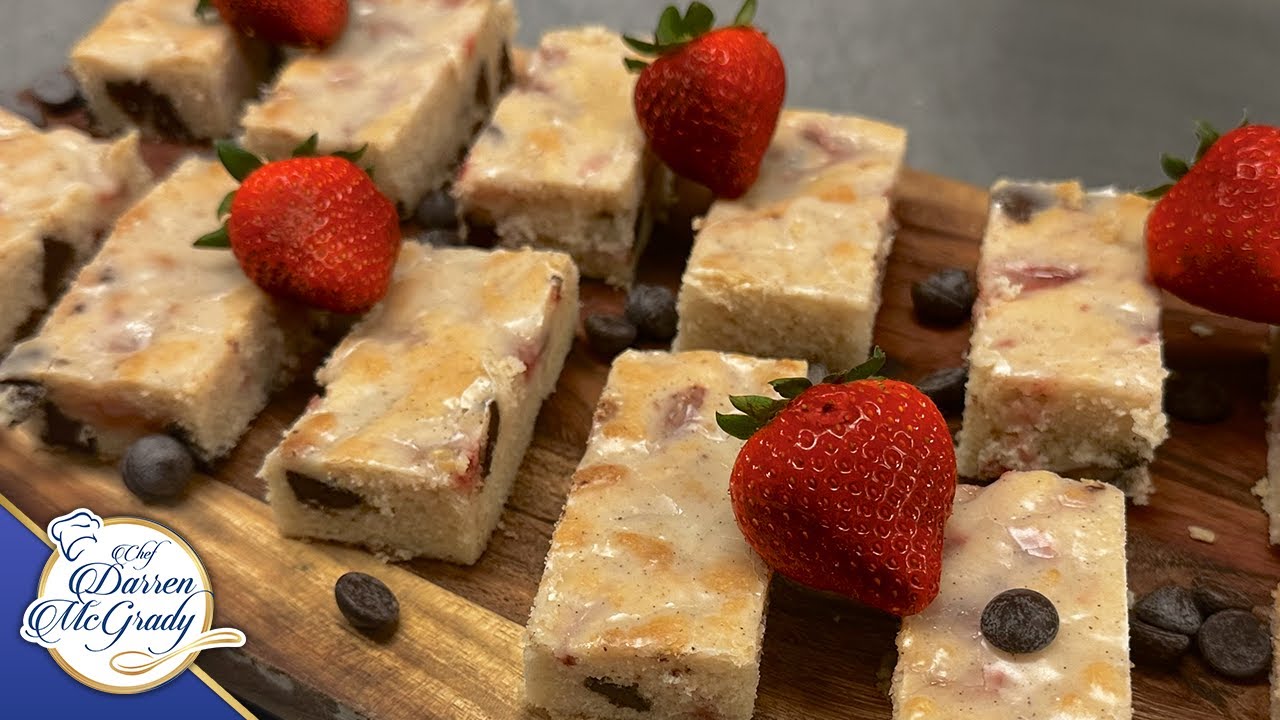 Strawberry Chocolate Lemon Bars with a Citrus Vanilla Glaze