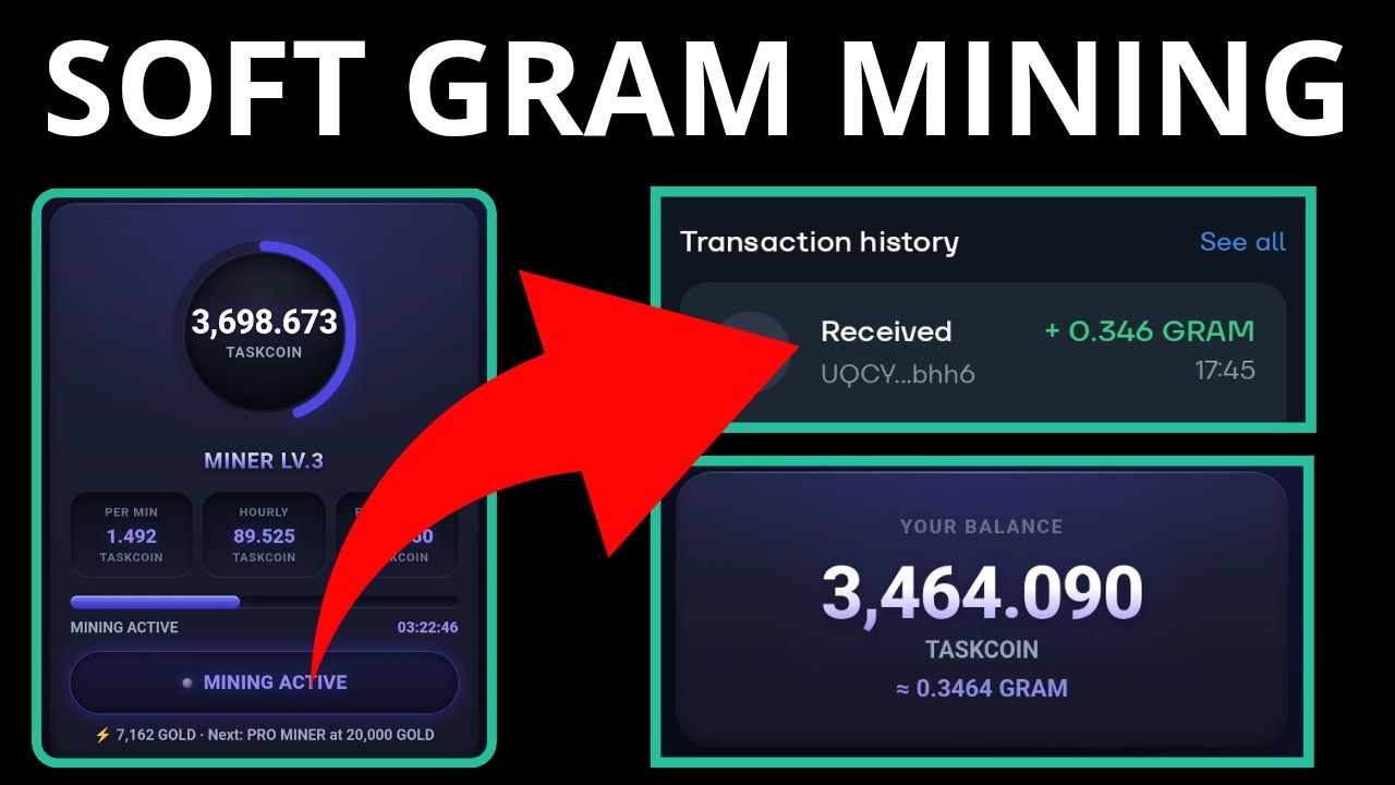 New Soft Gram Telegram Mining Bot | 0.346 GRAM Withdrawal Successfully Received | Review 2026