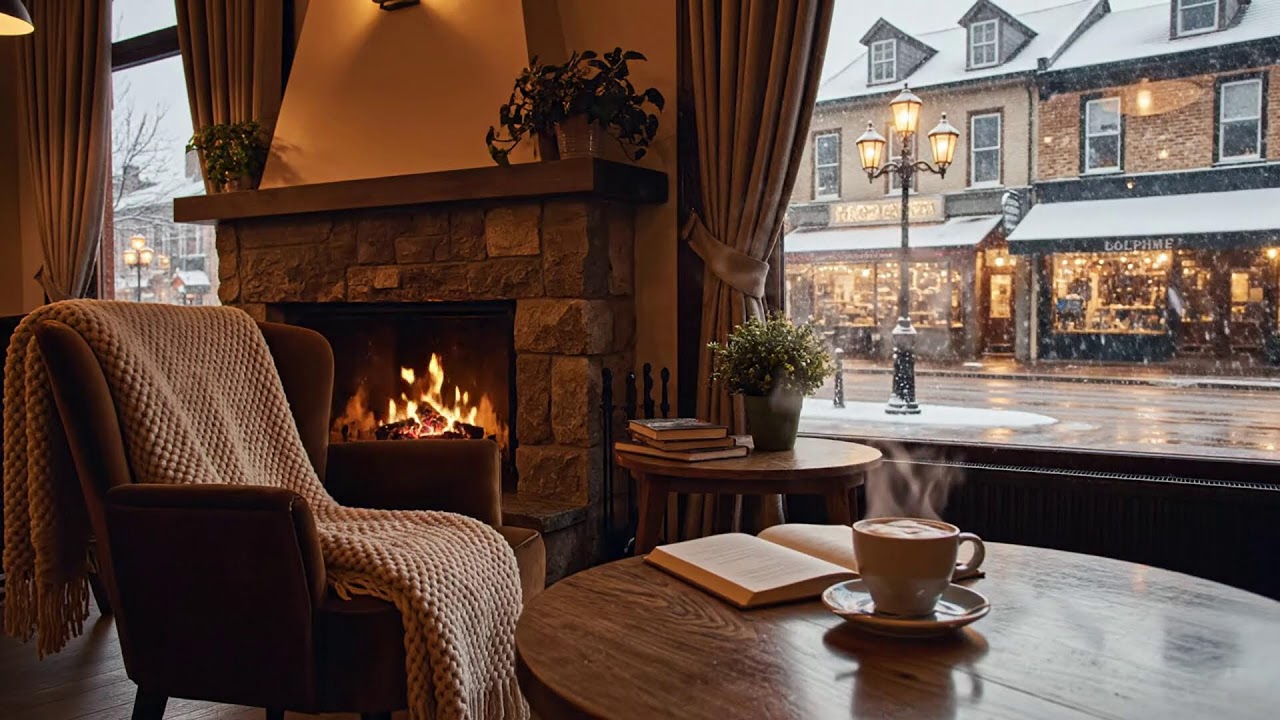 Cozy Winter Coffee Shop ❄️ Relaxing Jazz Piano for Study & Work