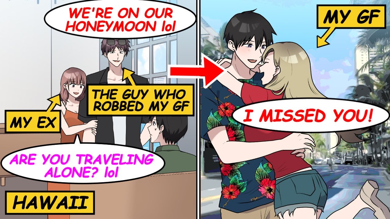 I bumped into my ex and the guy who stole her from me in Hawaii. They look down on me, but...【Manga】