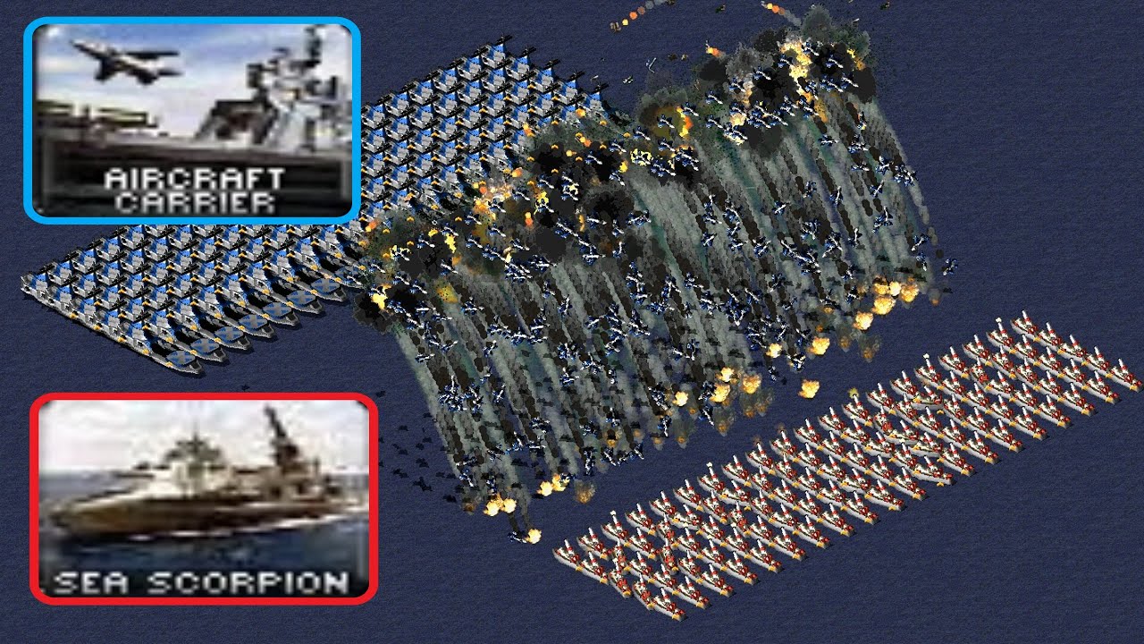 100 Sea Scorpions vs 100 Aircraft Carriers - Red Alert 2
