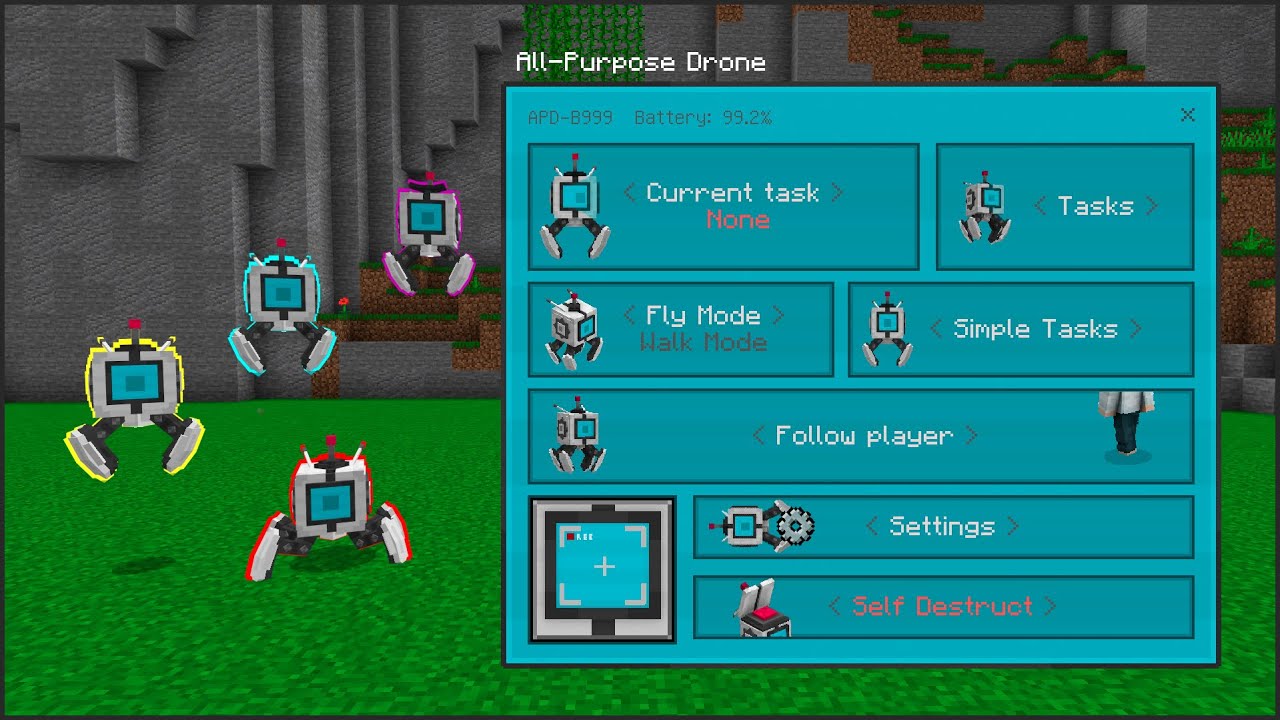 All-Purpose Drone | Add-On | Minecraft 1.21.50+ | UI Update |