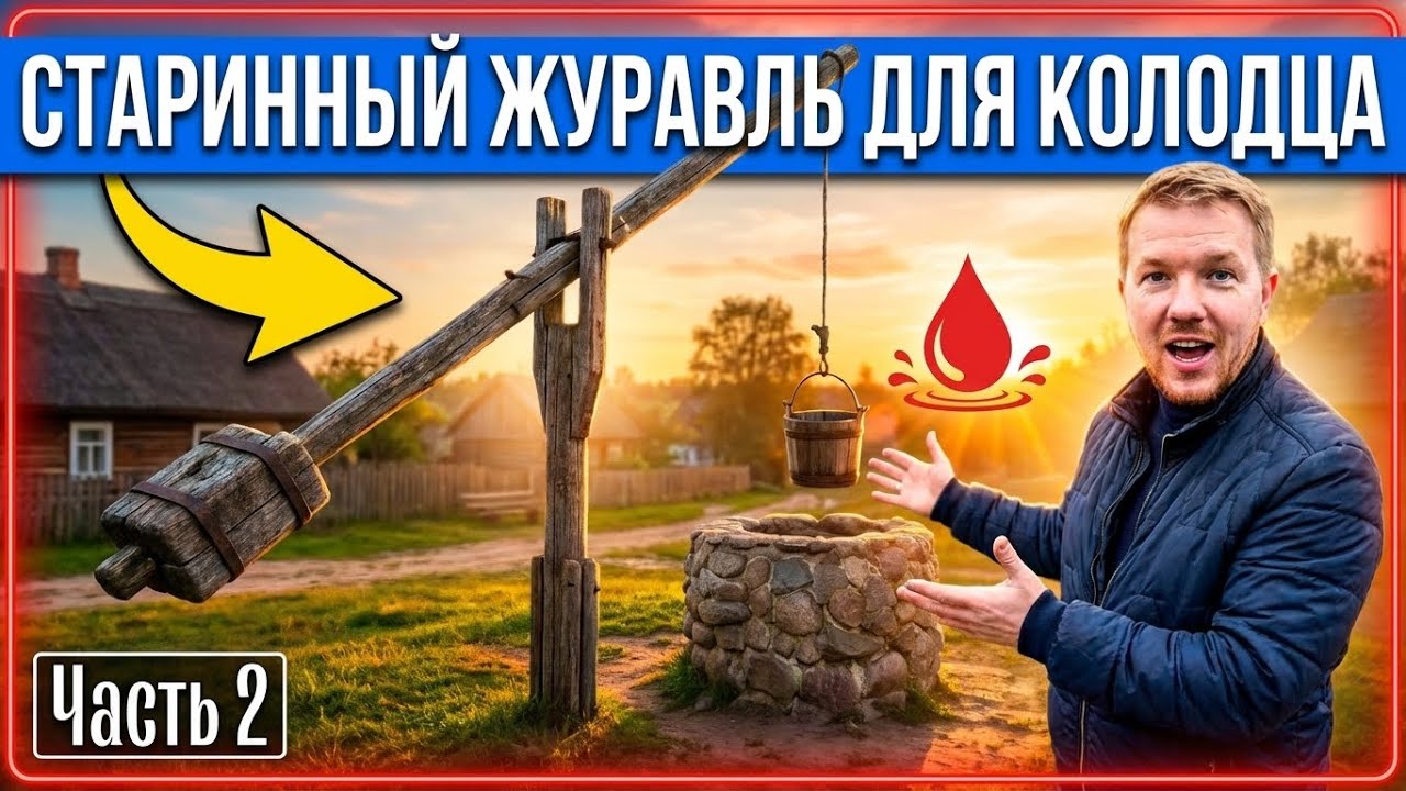 Старинный способ подъема воды из колодца. Доработка #хочувдеревню #хутор #журавль