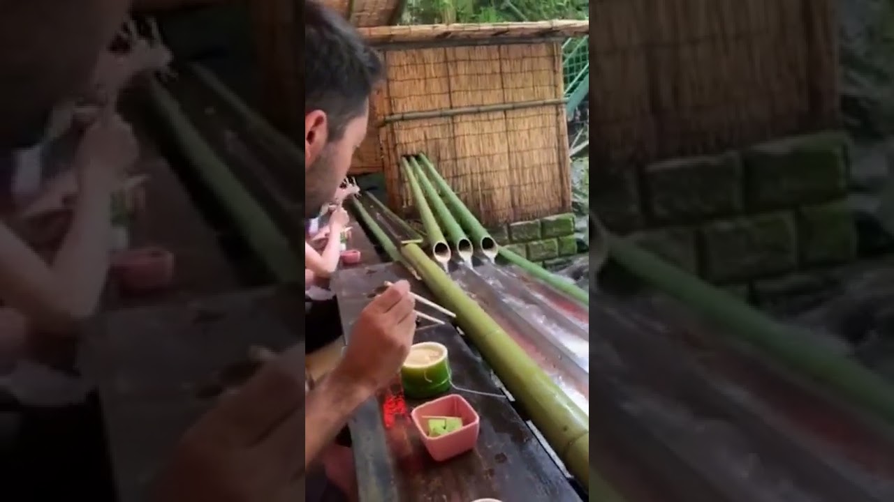 This unique restaurant serves your noodles down a flowing bamboo slide!