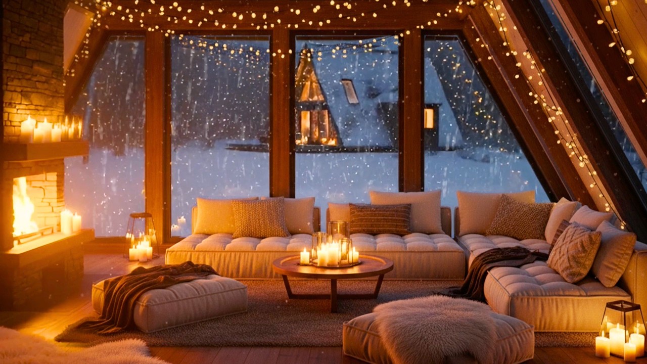 Cozy Cabin During a Snowstorm 🔥 90 Min Fireplace Sounds (No music, no ads)
