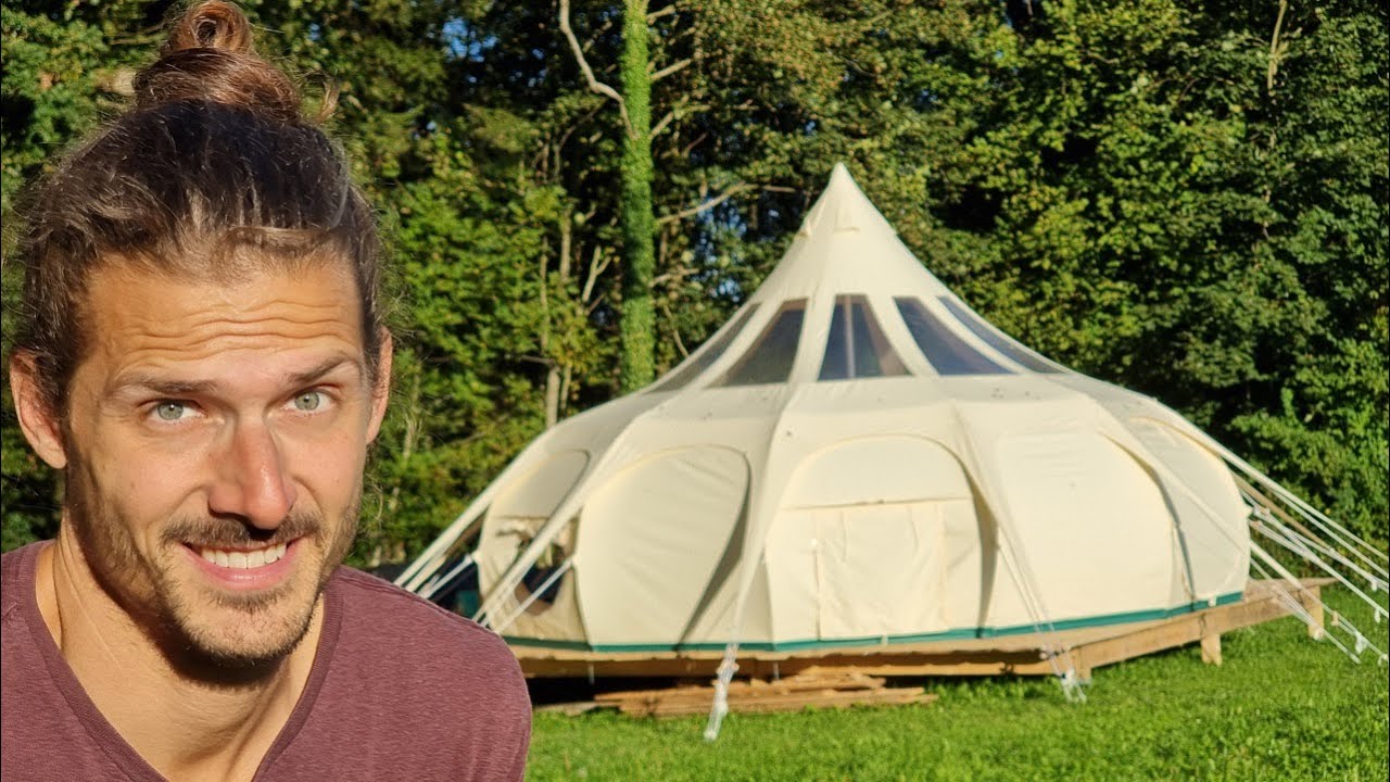 Ep.5 – Full Set Up of My Beautiful 6m Stargazer Lotus Belle Tent | Struggling With Rain