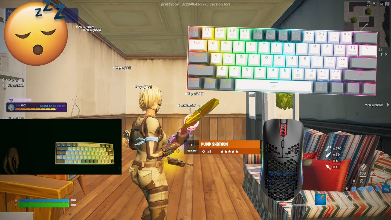 Redragon K617 Fizz Red Switches ASMR Chill 🤩 Satisfying Gameplay Keyboard Fortnite smooth Handcam