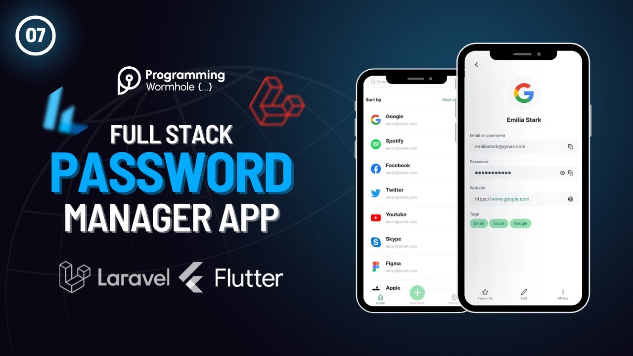 Password Manager App with Flutter & Laravel: Home & User Password CRUD UI Design (Part - 7)