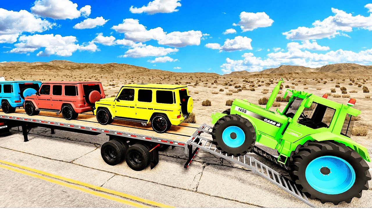 Flatbed Truck McQueen | Transportation with Truck - Pothole vs Car #11 | BeamNG.Drive Gameplay