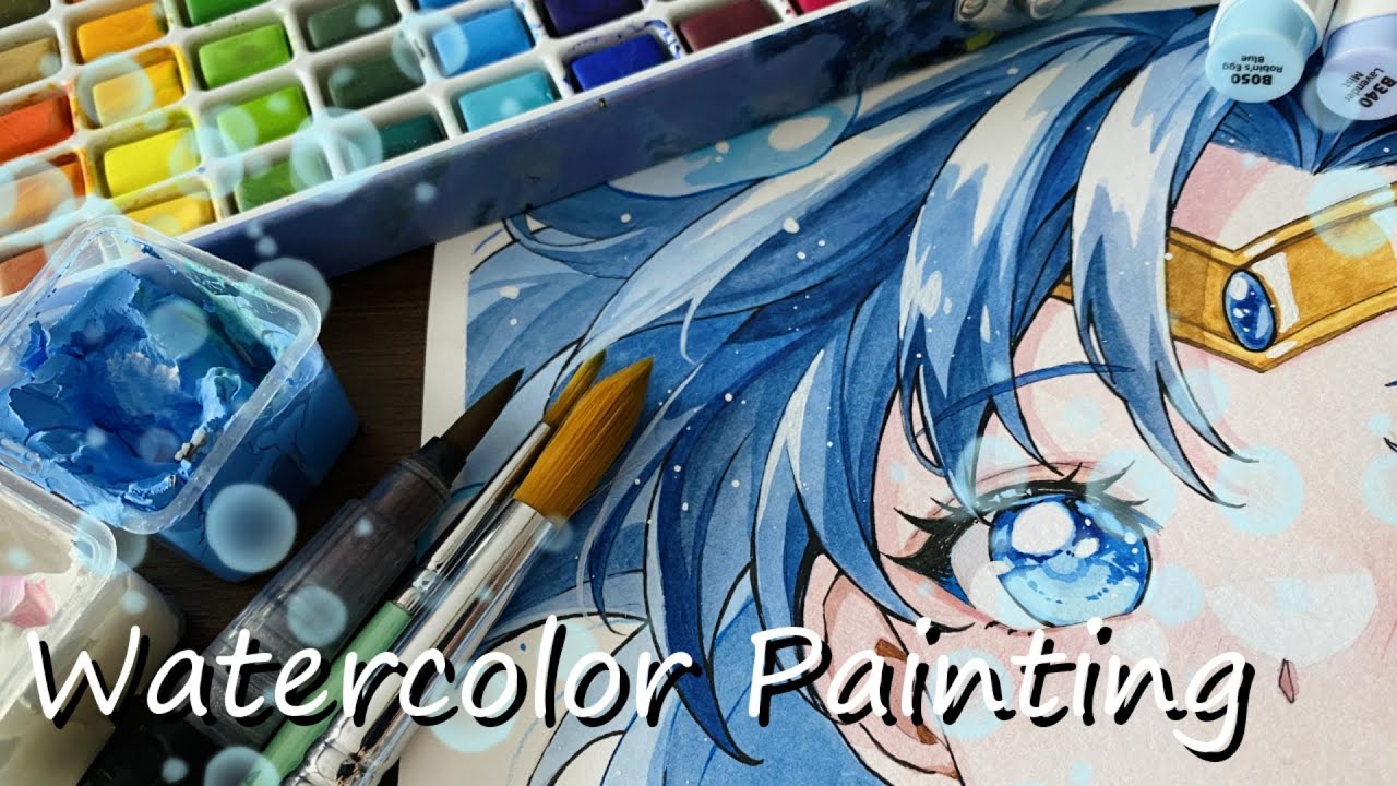 Watercolor Painting🎨💙/AmiMizuno/SailorMercury[Speedpainting] #watercolor #fanart #anime