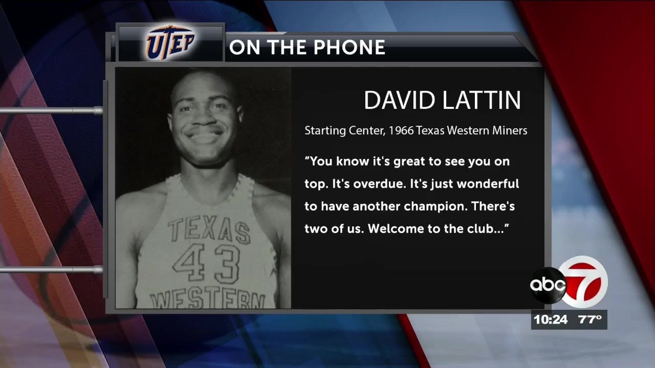 Texas Western Legend David Lattin congratulates champion Baylor