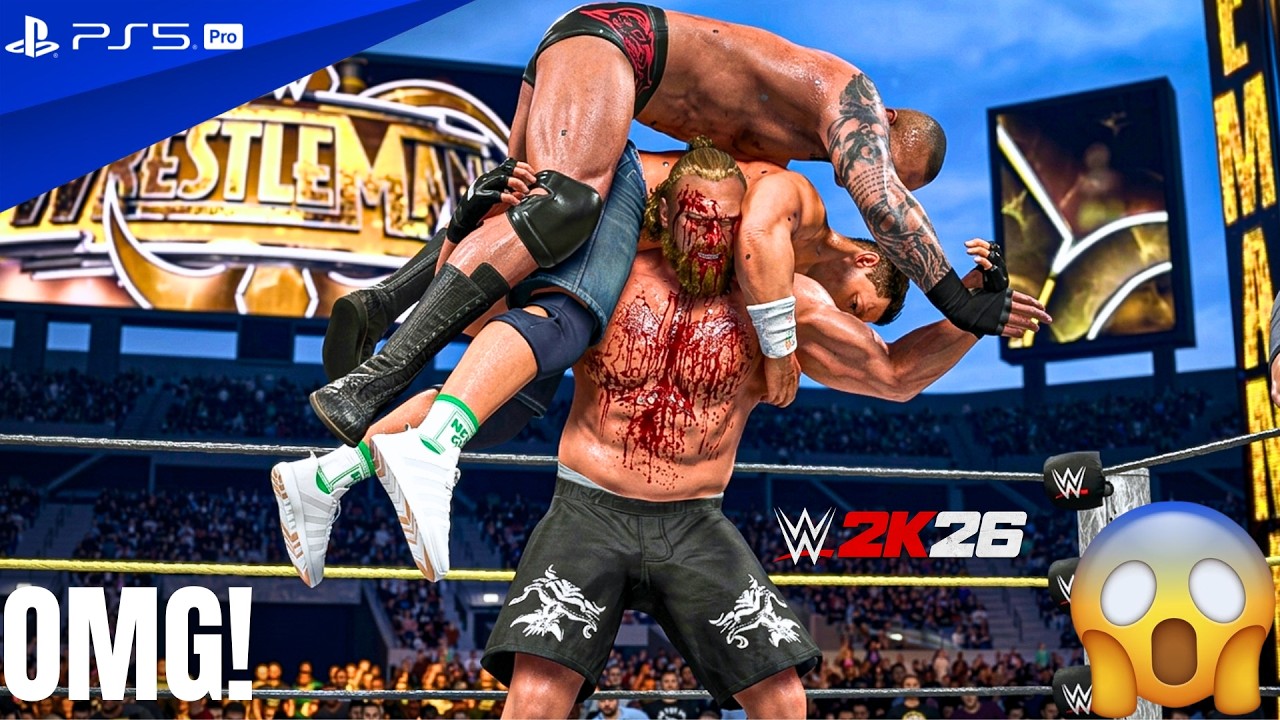 WWE 2K26 - Брок Леснар против Джона Сины и Рэнди Ортона - Матч 2 против 1 с гандикапом на Wrestle...