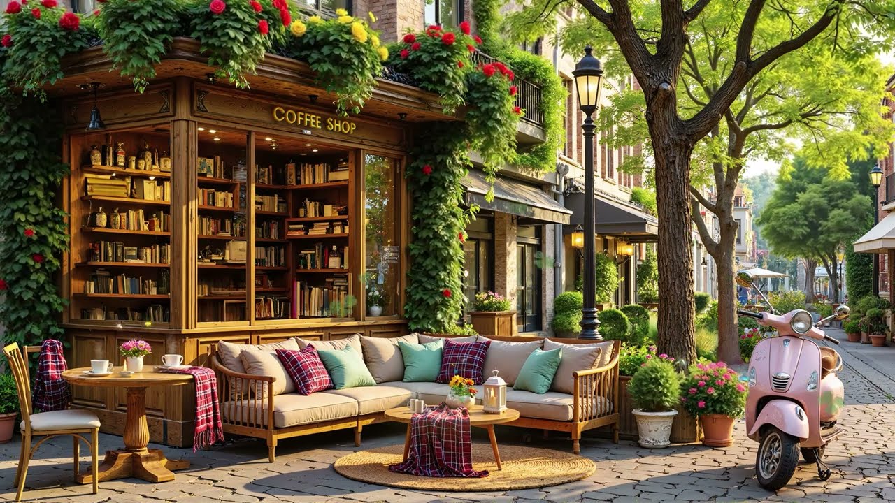 Morning Coffee Shop Ambience 🎵✨ Gentle Spring Jazz Background for Work & Study ☀️ Sweet Jazz Music