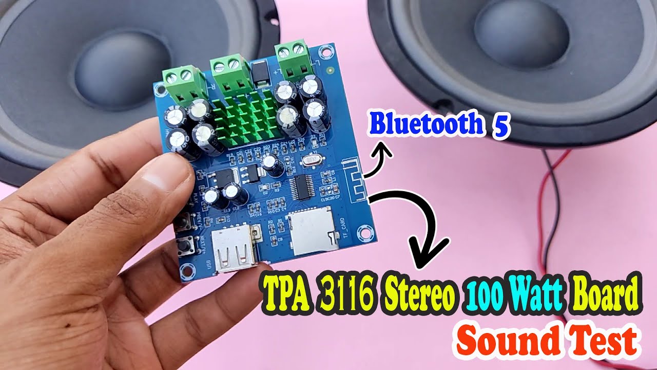 100 Watt TPA 3116 Stereo Powerful Bluetooth Amplifier Board Sound Test