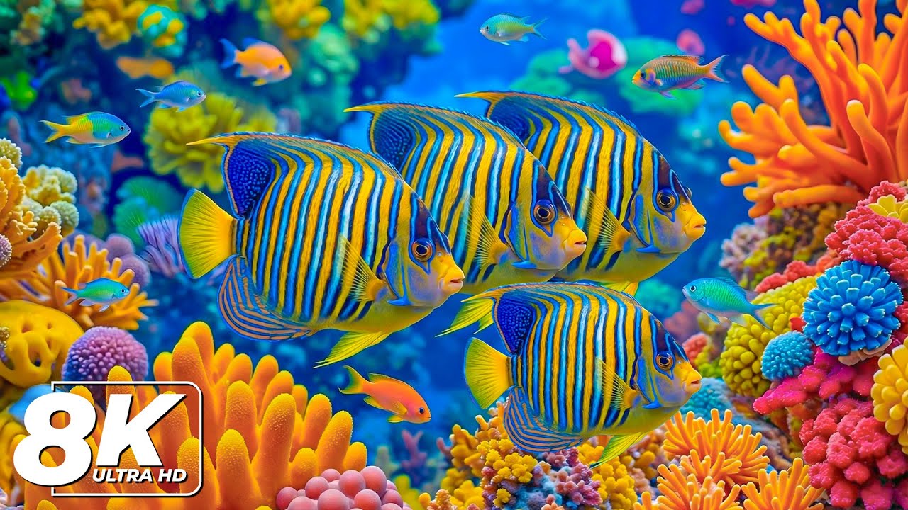 Aquarium 8K ULTRA HD 🐋 Dive into a Calm Underwater World with Gentle Melodies