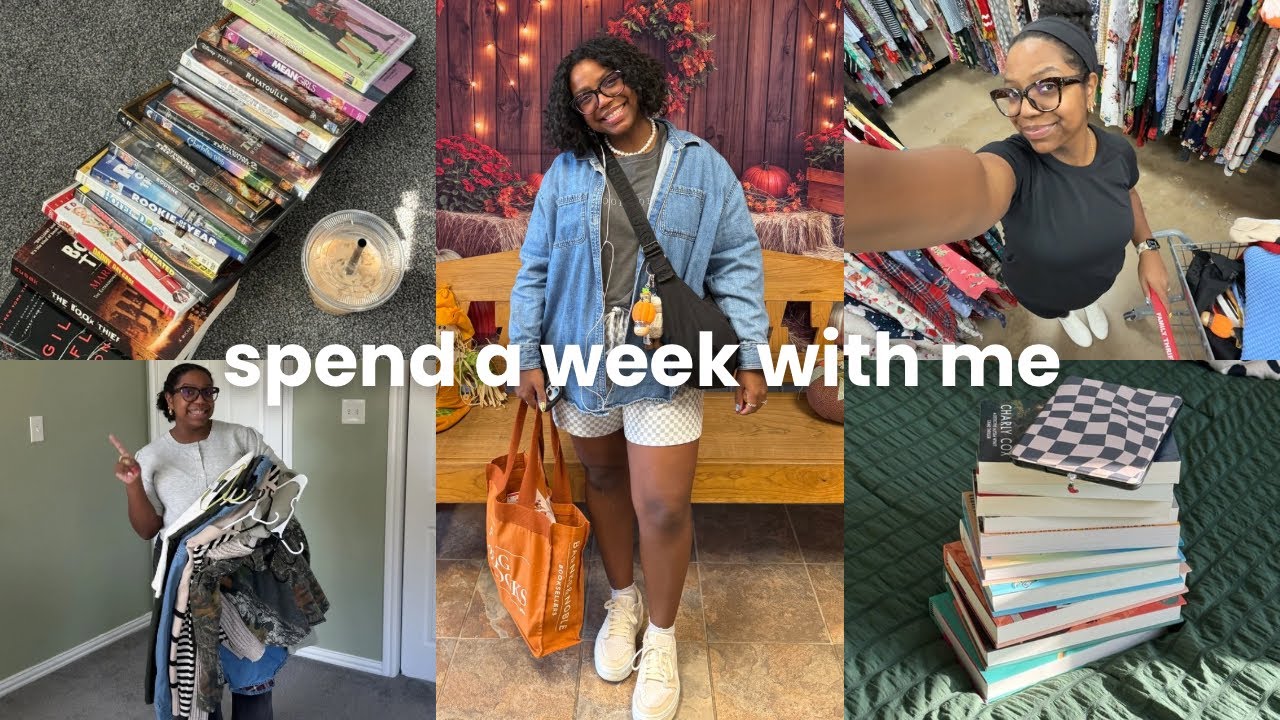 spend a week with me ☻ | thrifting, dvd hunting, library book sale, book mail, collective hauls!