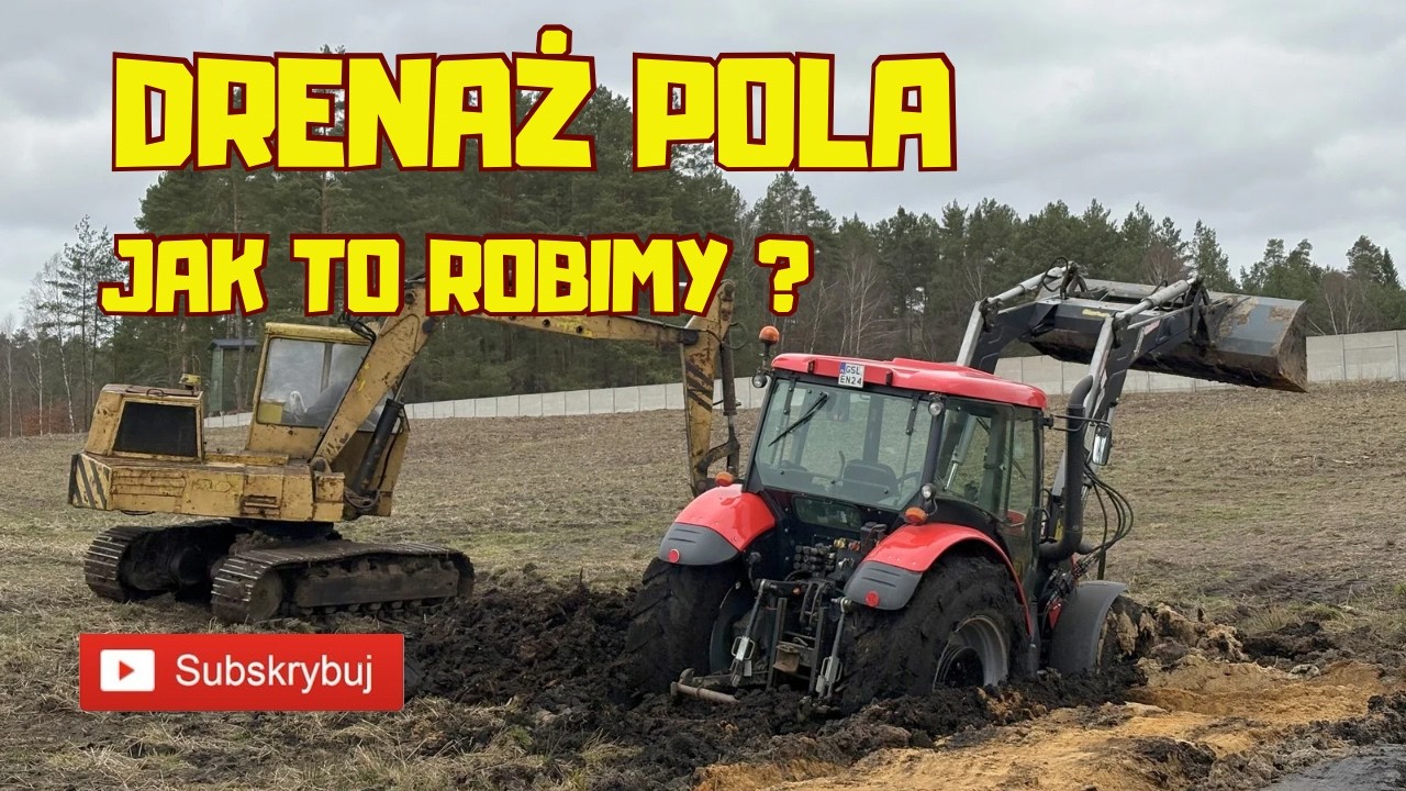 Drenaż pola, jak to robimy?| Melioracja | Koparka Waryński k408 | Zetor Proxima 90