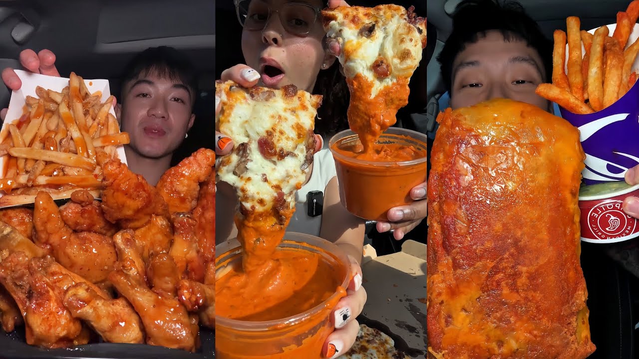 Подборка мукбангов из TikTok | Chipotle, Wingstop, Taco Bell, Dave’s Hot Chicken, пицца и многое ...