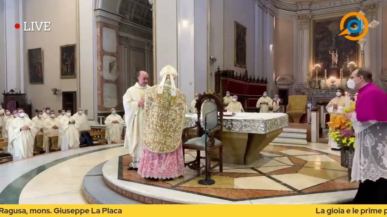 Mons.  Giuseppe La Placa, la gioia e le prime parole del nuovo vescovo della Diocesi di Ragusa.