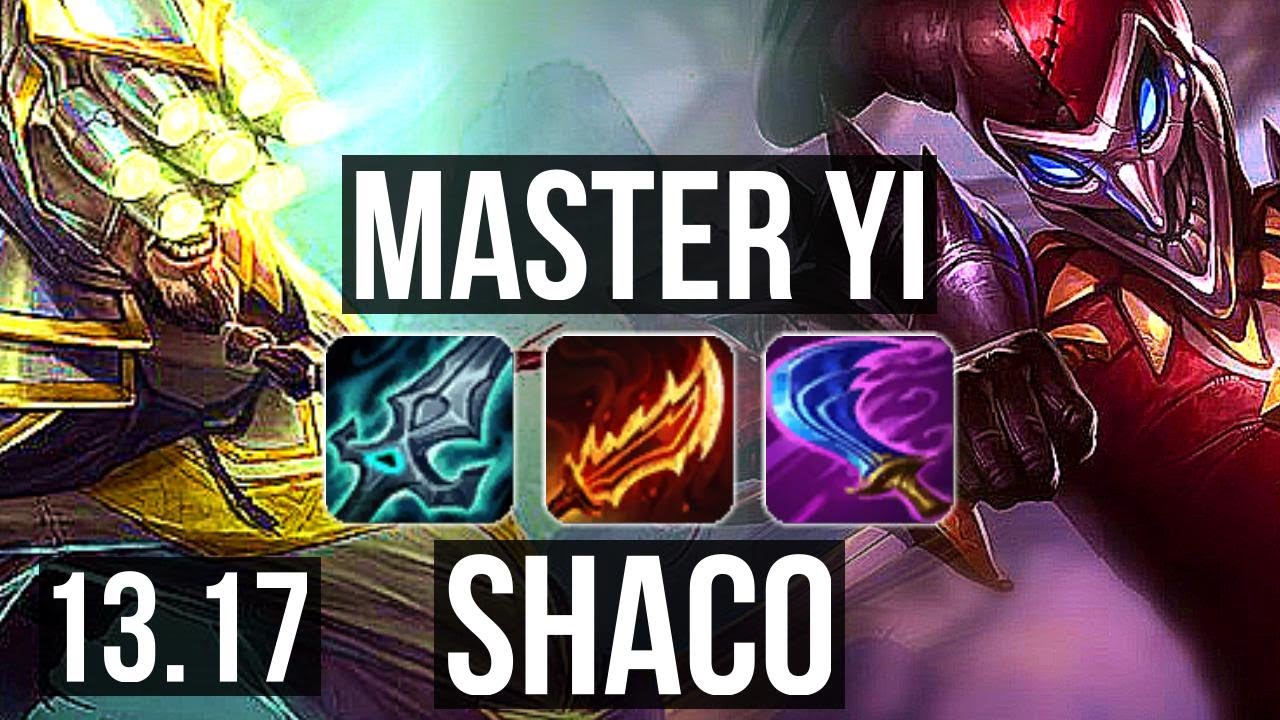 MASTER YI vs SHACO (JNG) | Rank 3, Rank 2 Yi, 9 solo kills, 500+ games | TR Challenger | 13.17