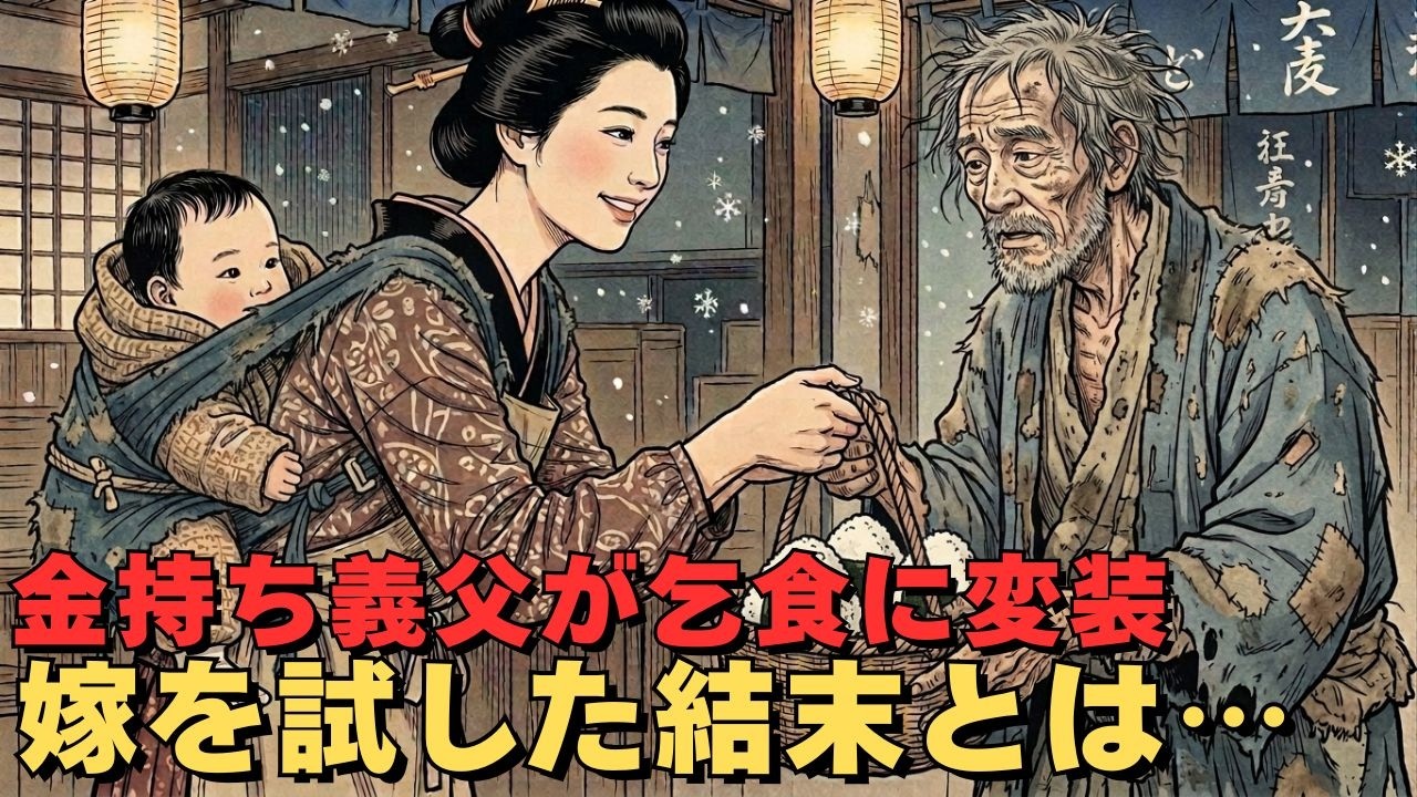 裕福な義父が物乞いに変装しておにぎり屋を訪れ、シングルマザーである未来の嫁の心を試したが、最後には自ら跪いて泣き崩れてしまった。｜野談｜昔話｜いきさつ｜笑い話 | 戦国時代