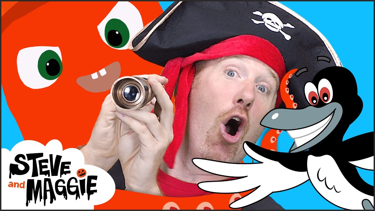 Halloween Sea Monsters Pirate Story for Kids from Steve and Maggie | Finger Family | Trick or Treat