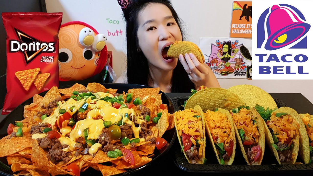 Super Cheesy Doritos Loaded Nachos! Taco Bell Crunchy Tacos Recipe - Cooking & Mukbang w Crispy Asmr