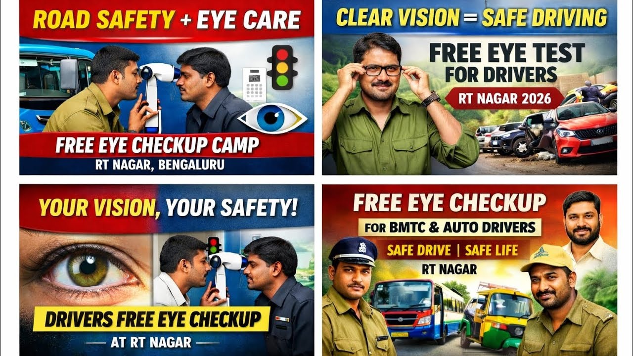 ರಸ್ತೆ ಸುರಕ್ಷತಾ ಜಾಗೃತಿ in Bangalore | RT Nagar Free Eye Checkup Camp for Drivers (2026)
