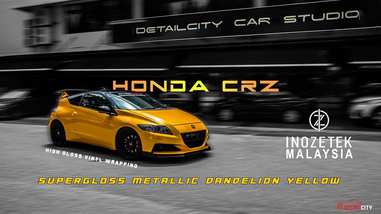 Honda CRZ wrapped with SuperHighGloss Metallic Dandelion Yellow#inozetek#vinylwrapping#hondamalaysia
