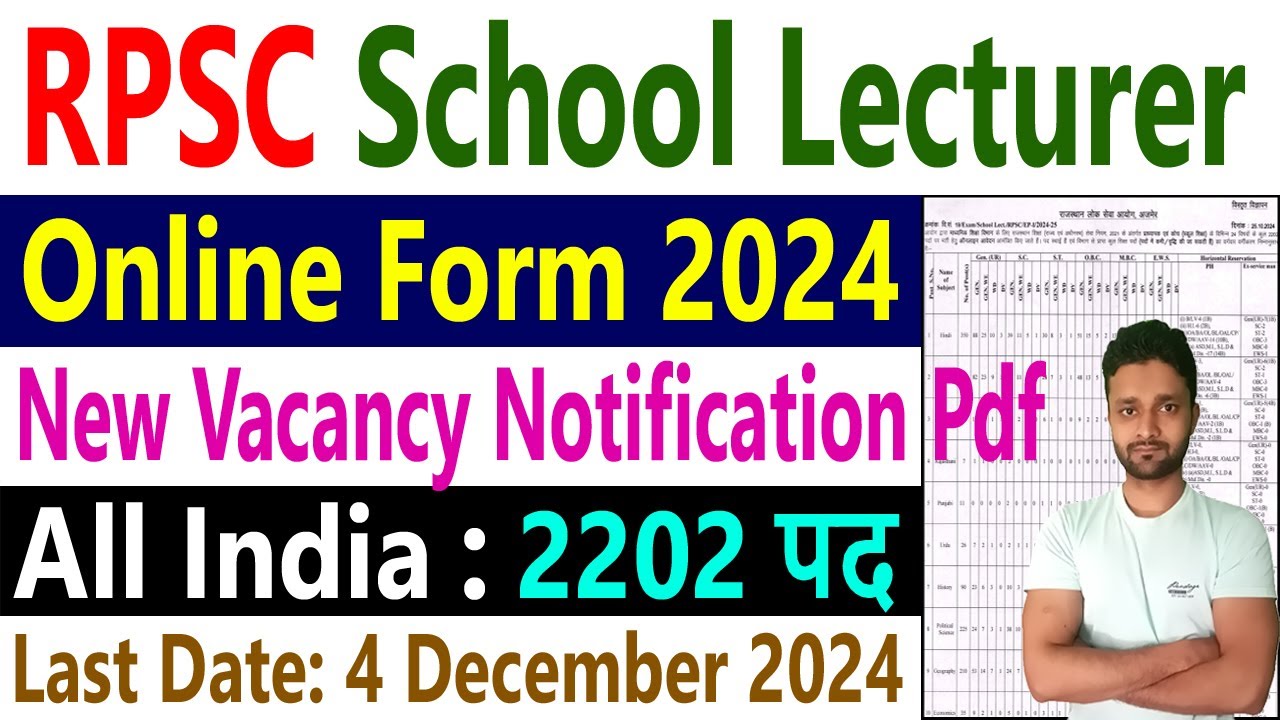 RPSC School Lecturer New Vacancy 2024 Recruitment Notification Pdf 2202 Vacancy Apply Online Form