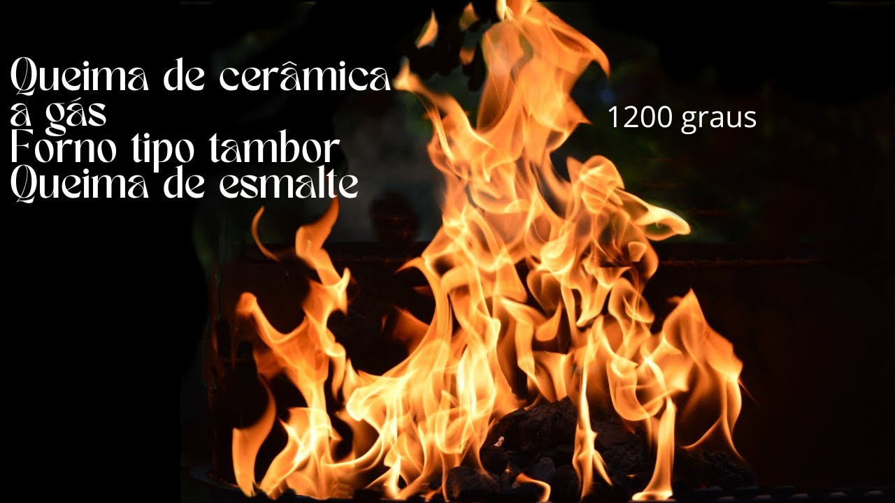 Queima de esmalte em forno de tambor a 1200 graus.