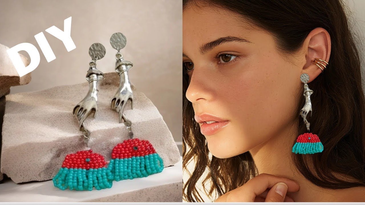 AROS BELLOS DE MOSTACILLAS CON UNA MANO DE ACCESORIO, #miyuki #diy #aros #earrings
