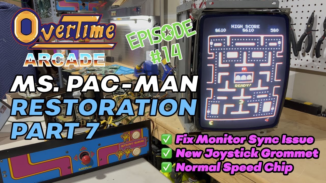 Ms. Pac-Man Restoration part 7: Fixing Monitor Sync, Rebuilding Controls, & Replacing Speed-up Chip