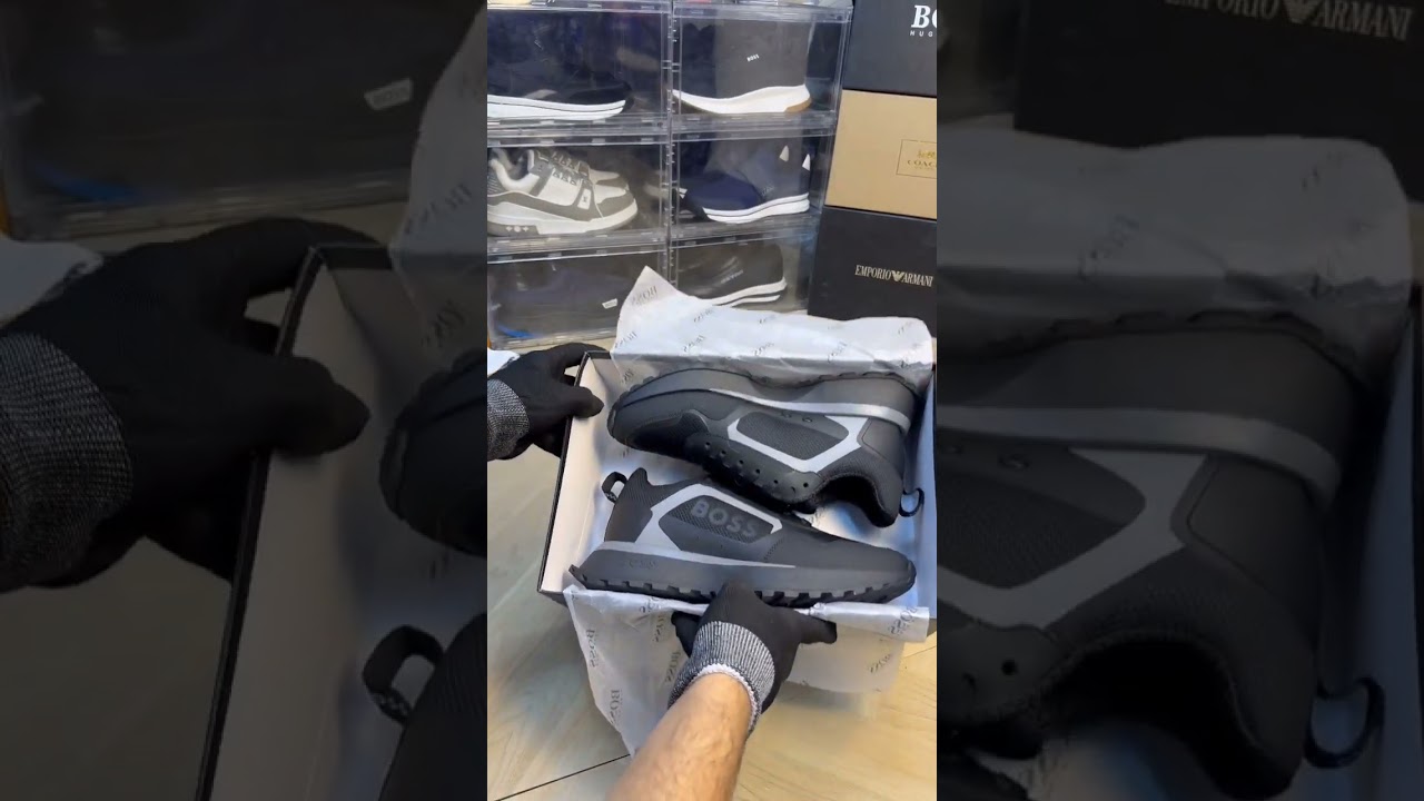 🇮🇳 First Time In India 🇮🇳 BOSS JONAH RUNN HOMMES NOIR PREMIUM QUALITY SNEAKER