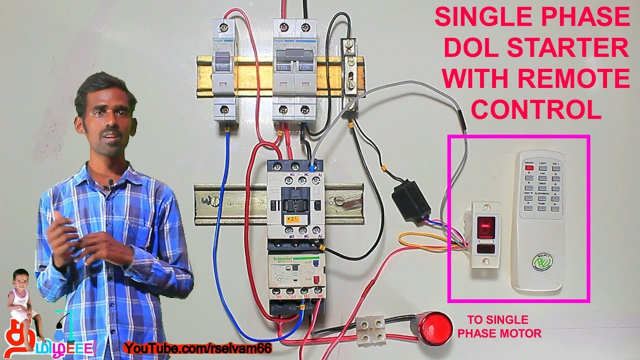 Single phase DOL starter with remote control in Tamil and English