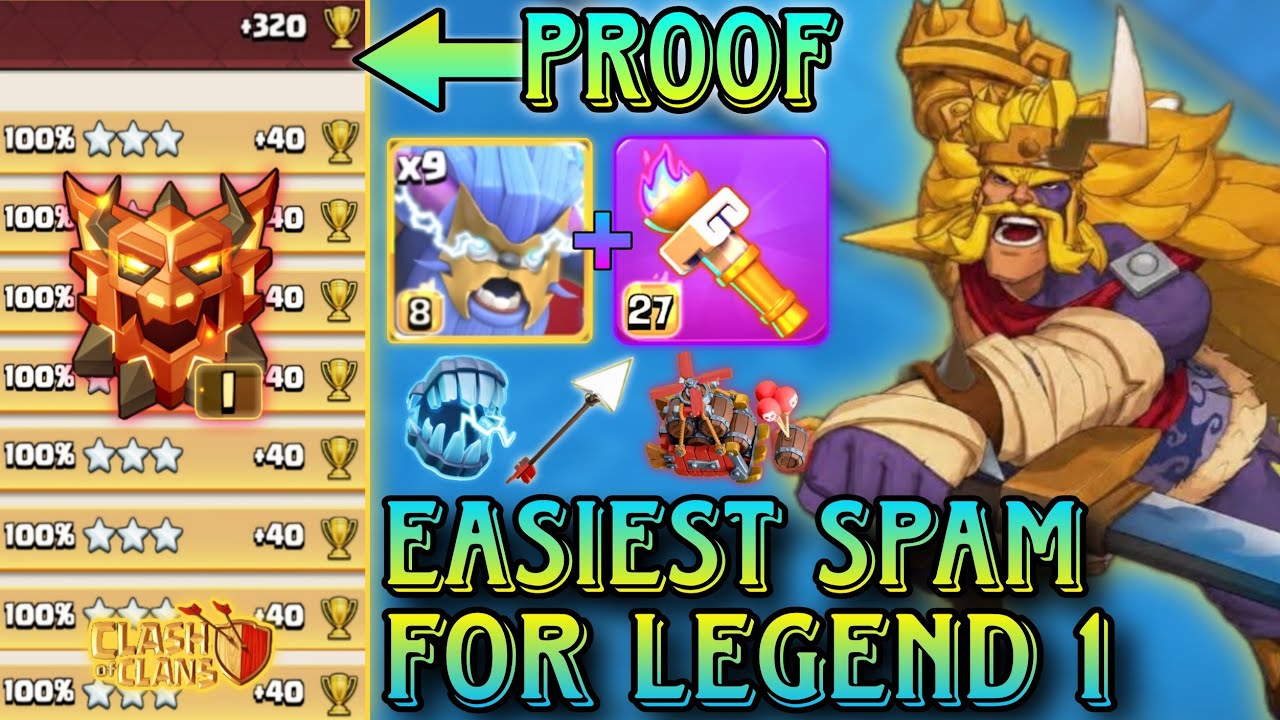 Easiest Spam Strategy For Ranked Legend League 1. Super Yeti+Heroic 🔦 Dominating Combo. Army 👇