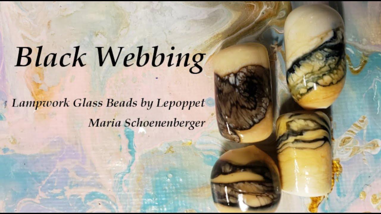 Lampwork Glass Beads:  Black Webbing
