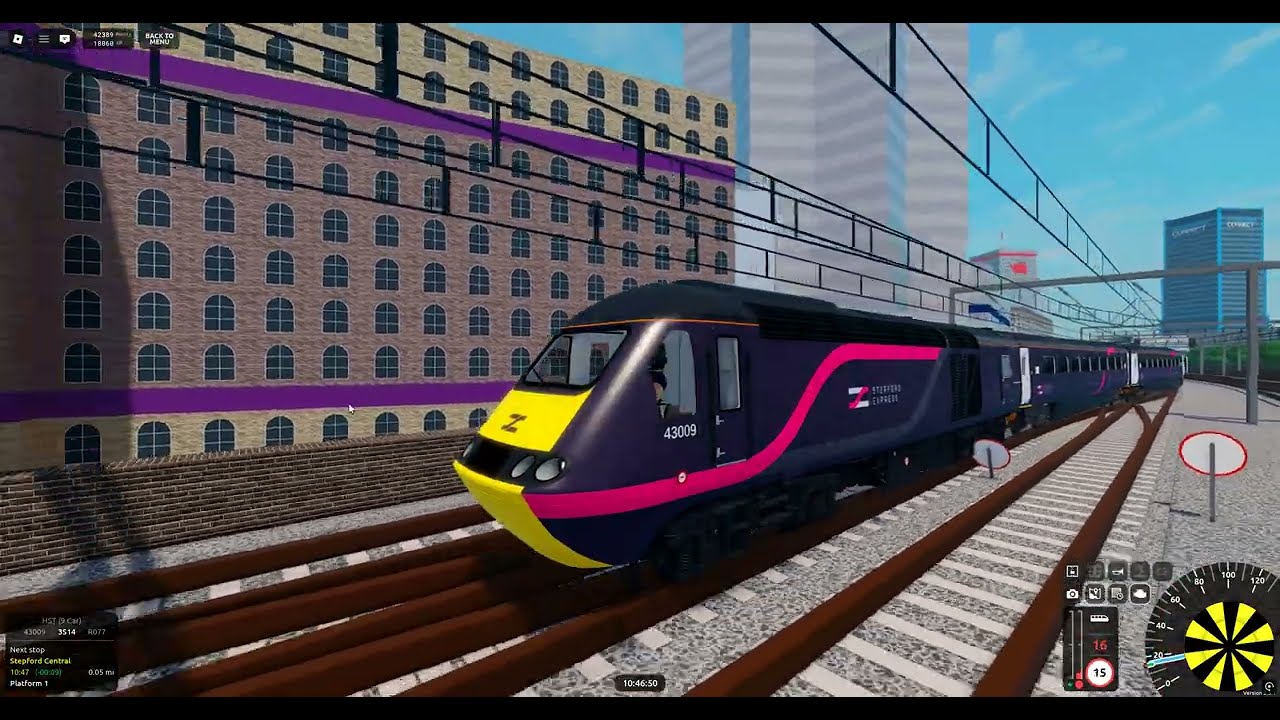 Roblox SCR v2.3.1 R077 Stepford Central➡️Llyn-By-The-Sea Via Benton (Class 43/0) (9-Car))