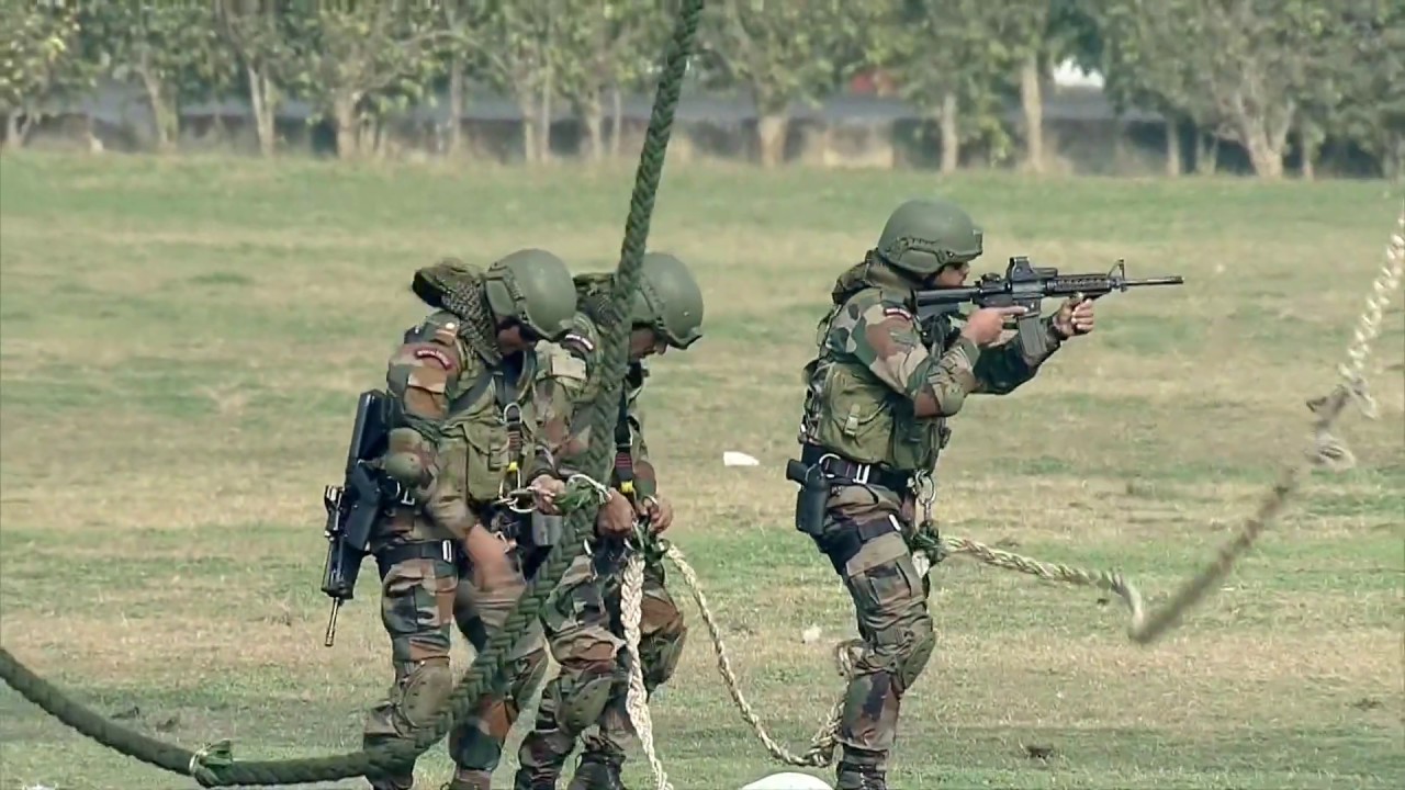 Combat operation readiness performance by the army personnel at the Annual Army Day Parade 2020