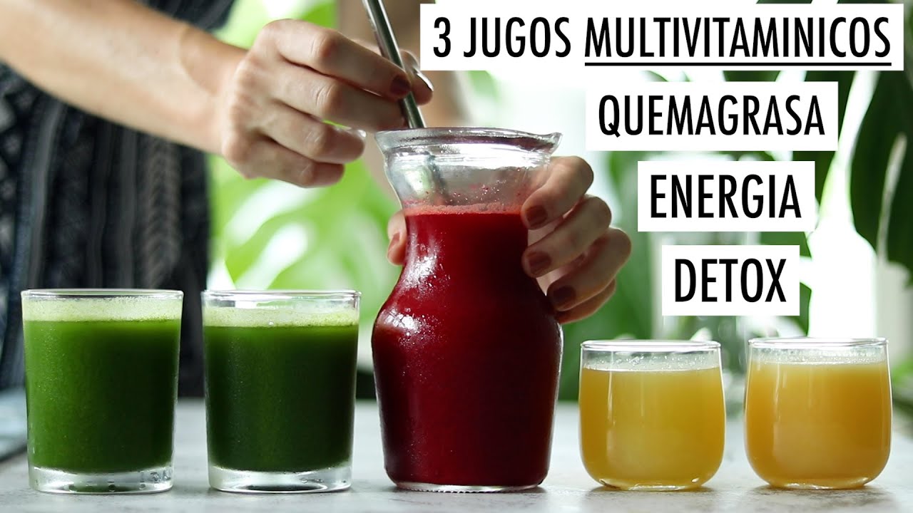 3 JUGOS MULTIVITAMINICOS. Detox, antiinflamatorio y quemagrasa. Piel radiante, energia y vitalidad