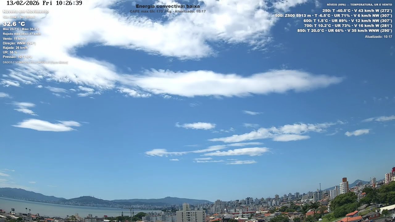 13/02/2026 - Time-lapse das Nuvens | Últimas 24h 