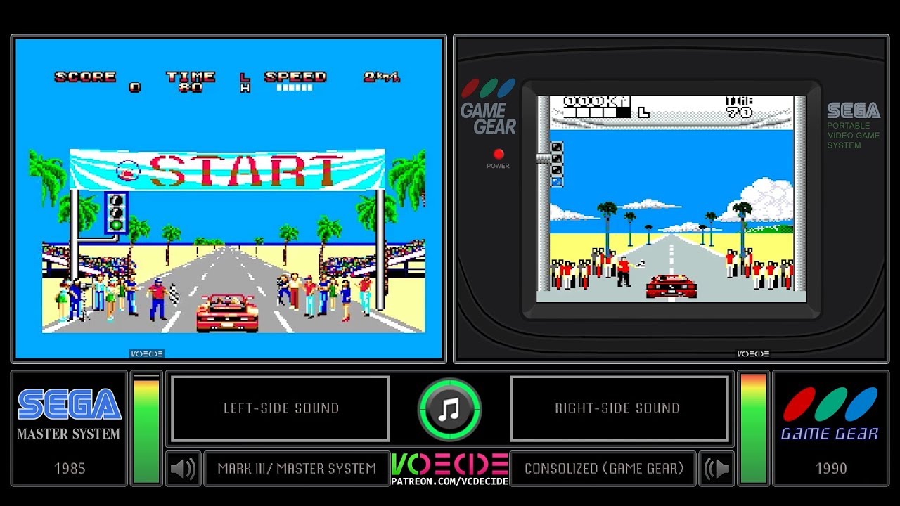 Out Run (Master System vs Game Gear) Side by Side Comparison