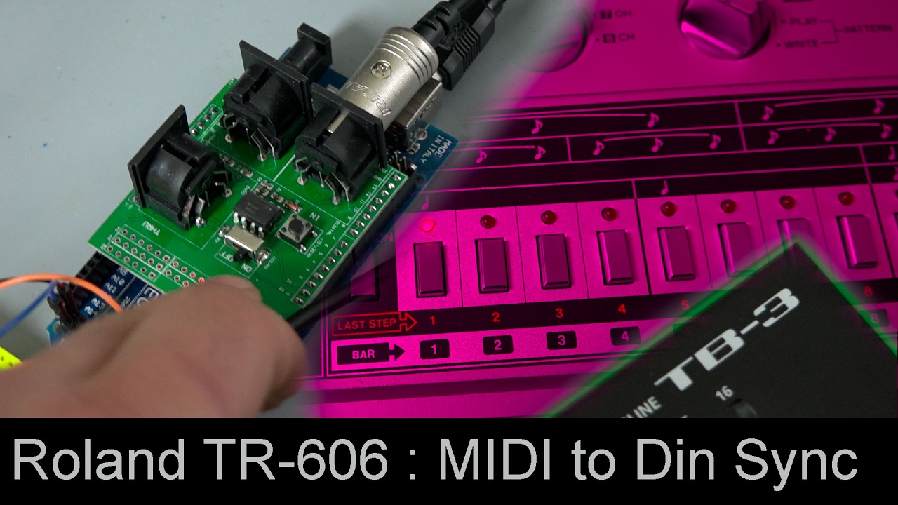 Roland TR-606 synchronize Din Sync to Midi! Paul's Arduino synchronizer