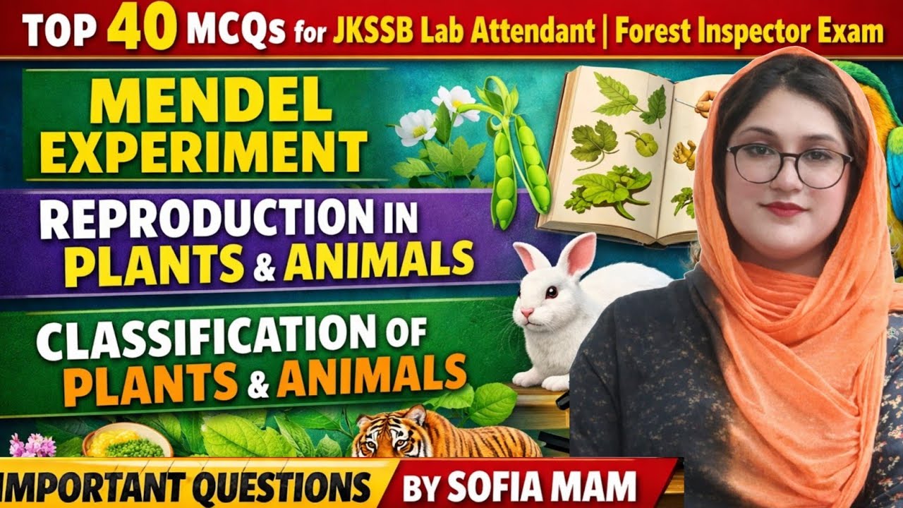 Top 50 MCQs on  Mendel Experiments | for JKSSB Forest Inspector | Jkssb Lab Attendant Exam.