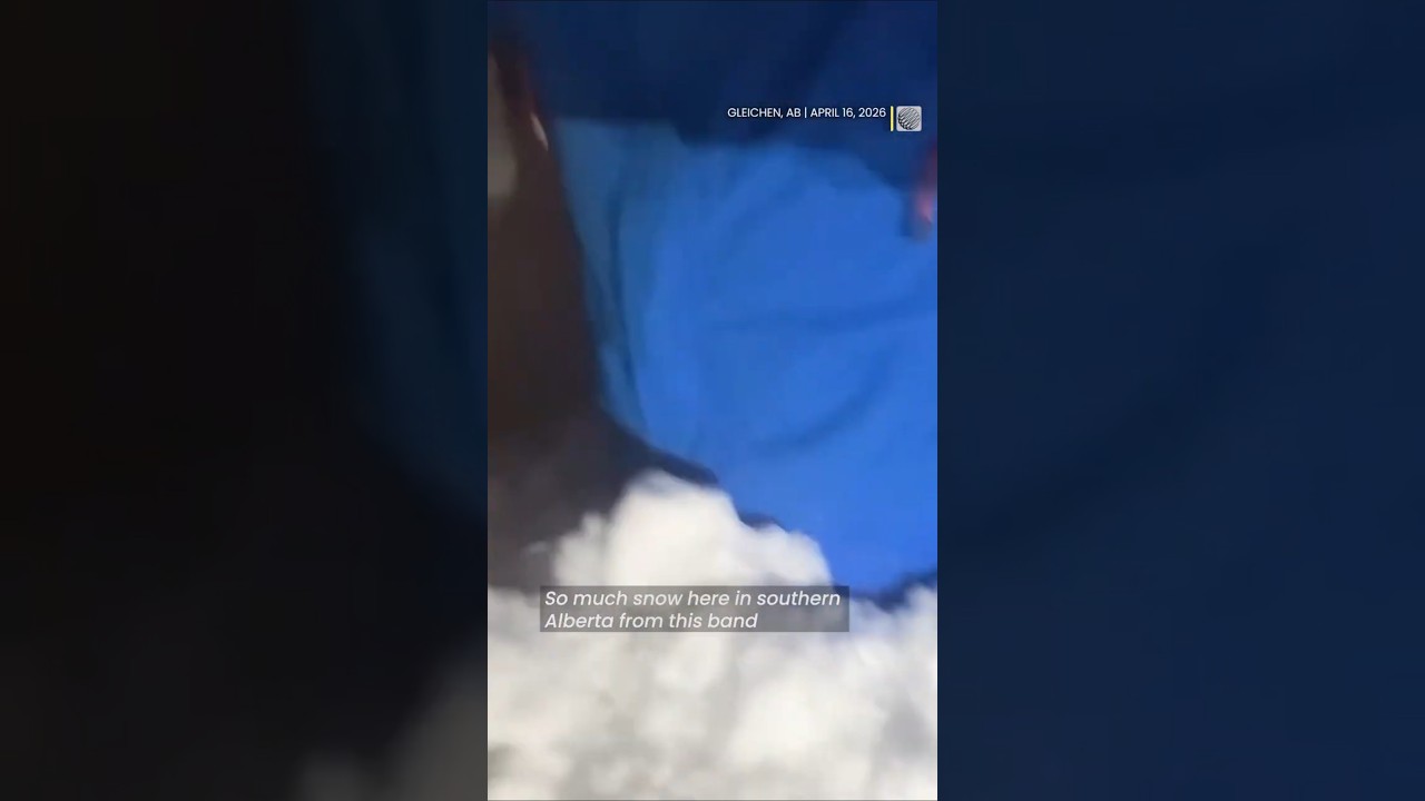 Man wades through waist-deep snowdrift in Alberta after a spring storm | #springsnow
