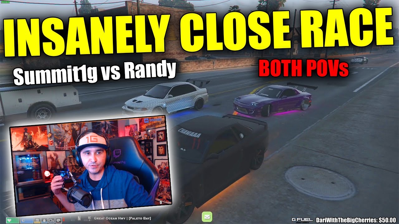 Summit1g VS RANDY BULLET INSANELY CLOSE RACE BOTH POVs (GTA 5 Roleplay Summit1g, RatedEpicz) NoPixel