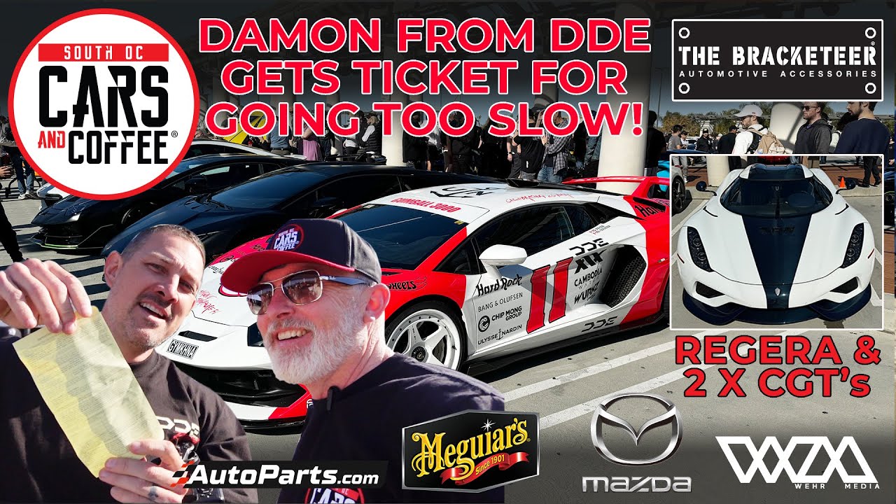 DAMON FROM @DailyDrivenExotics  GETS TICKET FOR GOING TOO SLOW! + REGERA & 2 X CARRERA GT @ SOCCAC